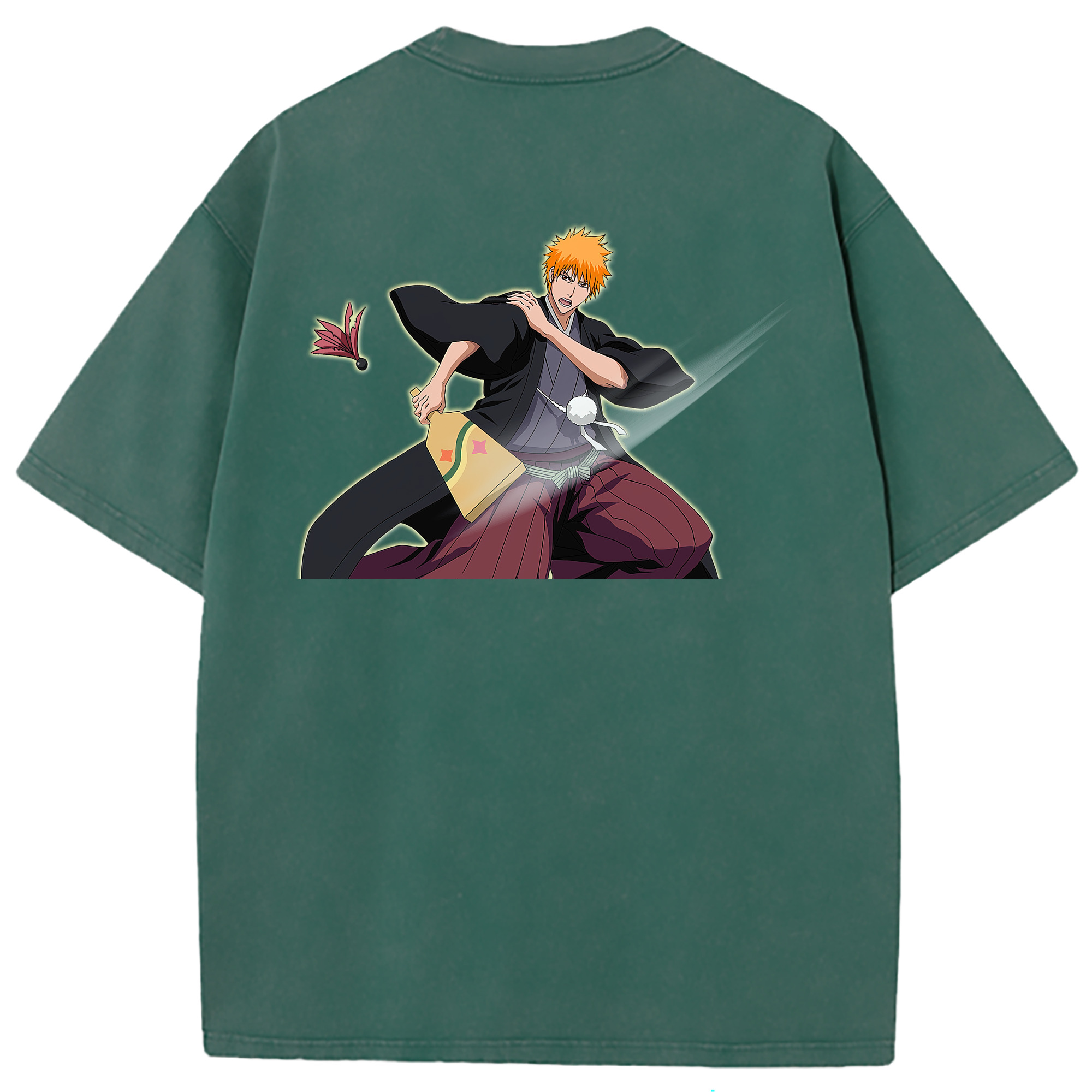 （画像用） ブリーチ 黒崎一護（くろさき いちご）BLEACH Kurosaki Ichigo 綿100% ヴィンテージ風 半袖Tシャツ（背面プリント）